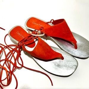 Calvin Klein Lace Up Suede Sandals size 6